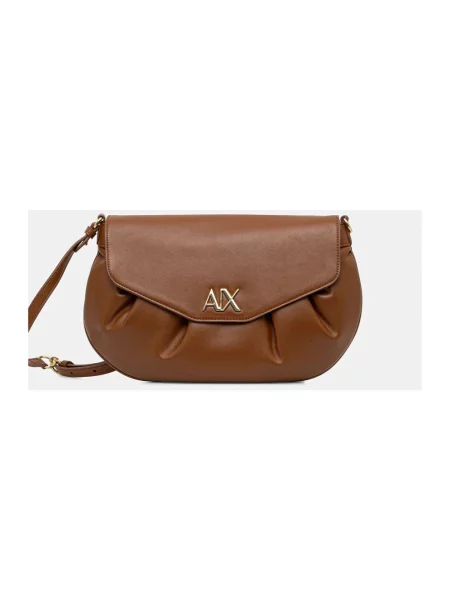 Torebka crossbody Armani Exchange skórzana brązowa