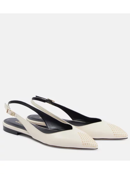 Kožené baleríny Isabel Marant se cvočky s otevřenou patou černé