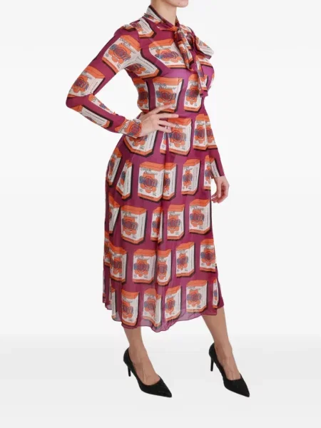 Rochie midi Dolce & Gabbana de mătase cu imagine violet