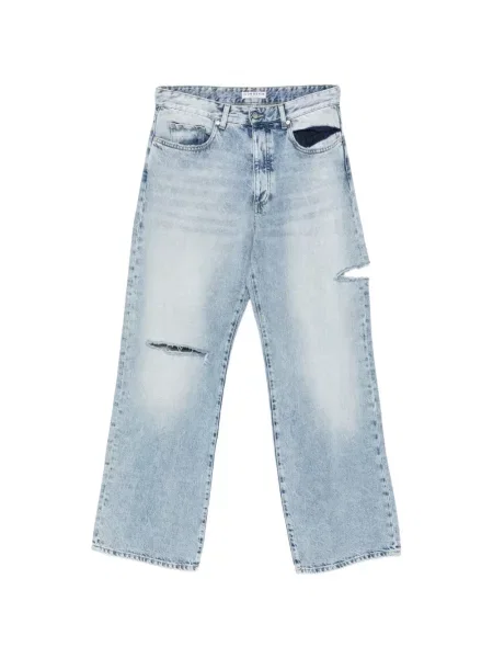 Blugi drepți Icon Denim zdrențuiți albastru