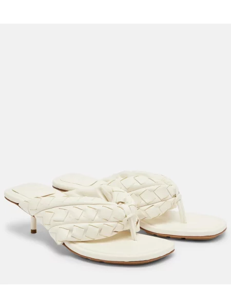 Chiloți tanga Bottega Veneta din piele alb