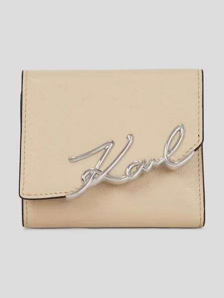 Кожен портфейл Karl Lagerfeld K.SIGNATURE бежово