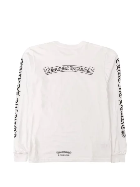 Lung tricou Chrome Hearts cu imagine cu motiv cu inimi alb