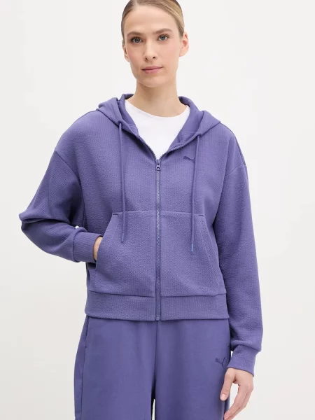 Суичър с качулка Puma с качулка виолетово