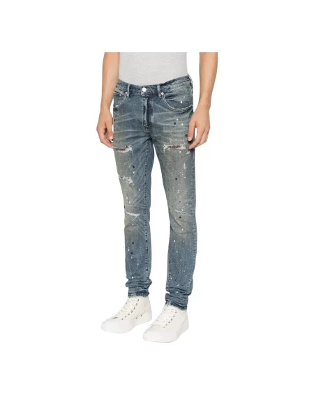 Jeansy skinny Purple Brand z niską talią niebieskie