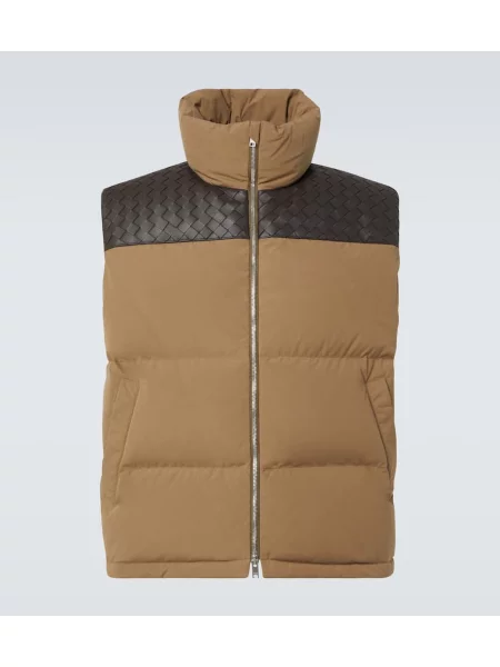 Puh brezrokavnik Bottega Veneta poplin rjava