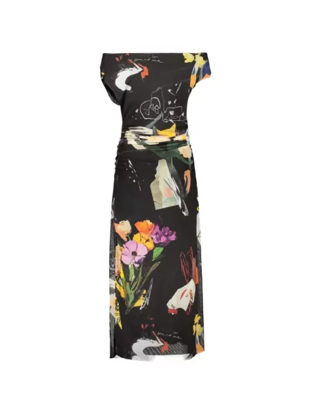 Rochie maxi Desigual cu model floral cu imagine negru