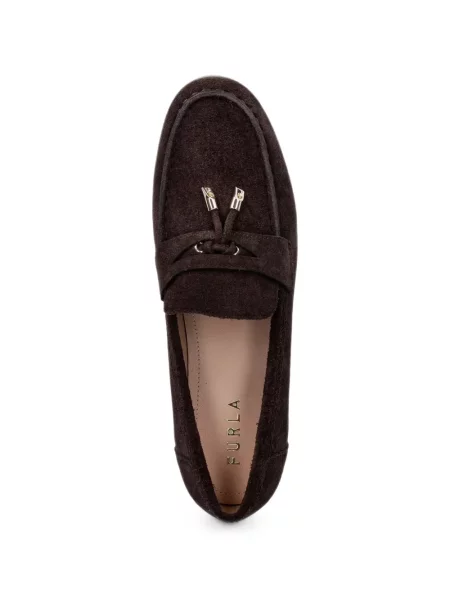 Pantofi loafer Furla din piele de căprioară maro