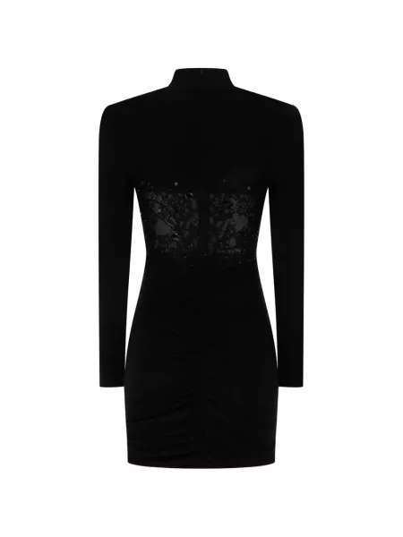 Rochie mini Nissa cu volane din dantelă negru