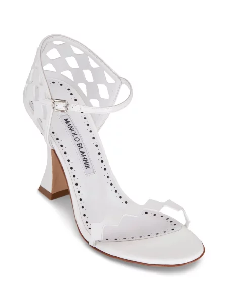Sandale Manolo Blahnik din piele alb