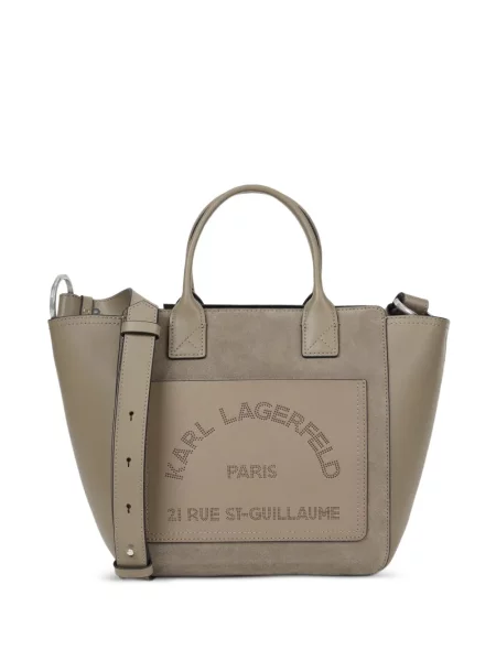 Geantă shopper Karl Lagerfeld din piele de căprioară gri