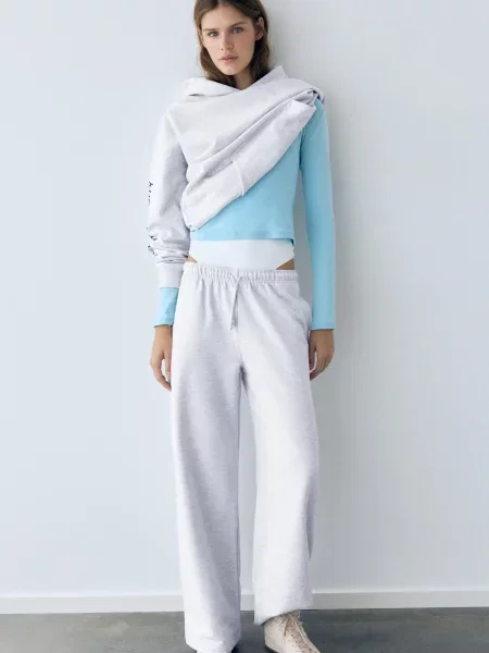 Pull&Bear Pantaloni deschis gri