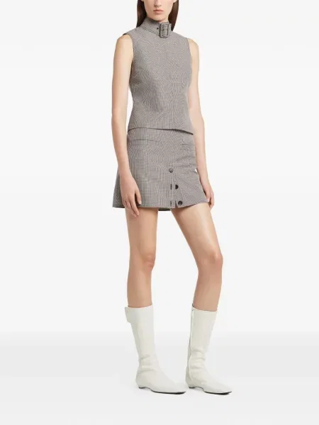 Top Courreges w pepitkę na sprzączkę