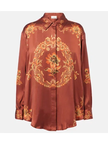 Cămașă Alemais din satin cu imagine bordo