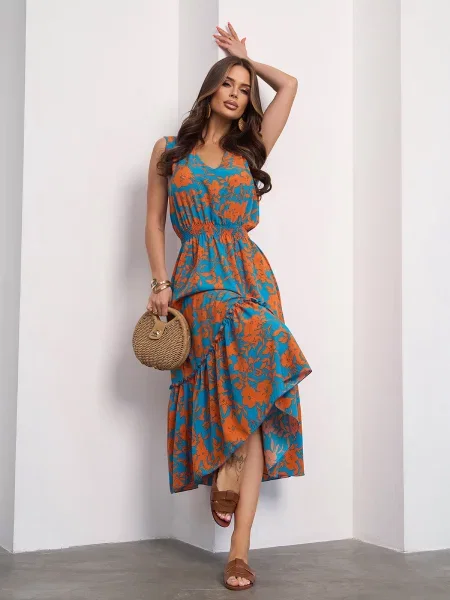 Сукня міді ISSA Plus мультиколор комбінований верх