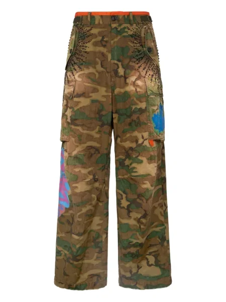 Pantaloni cargo Dsquared2 cu tepi cu model camuflaj maro