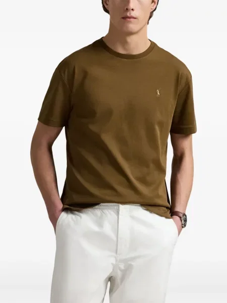 Zateplené pruhované tričko Polo Ralph Lauren s výšivkou zelené