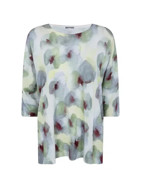 Pulover In Bed With You cu model floral tricotate albastru