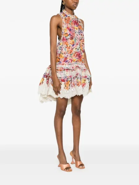 Rochie mini Zimmermann cu model floral de costum mini alb
