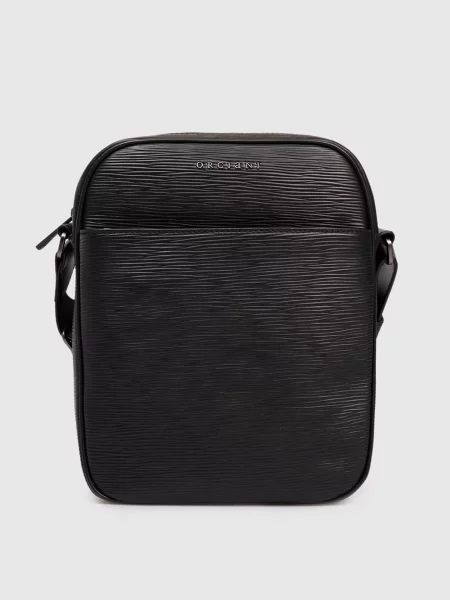 Кожаная сумка Orciani в деловом стиле черная