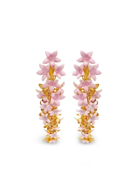 Cercei Oscar De La Renta cu model floral roz