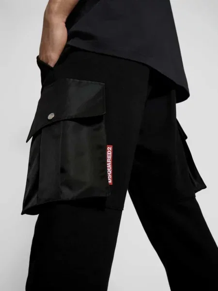 Spodnie Mężczyzna L Spodnie Cargo z Elastycznym Pasem Dsquared2 czarny