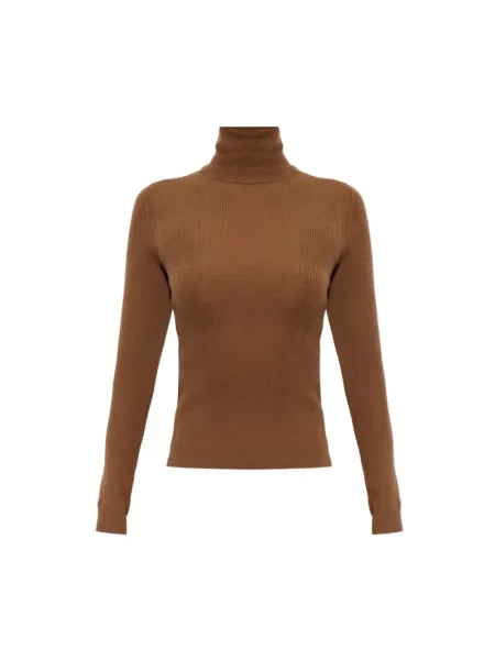 Sweter z golfem Max Mara wełniany do golfa brązowy