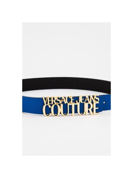 Pasek Versace Jeans Couture skórzany z logo niebieski