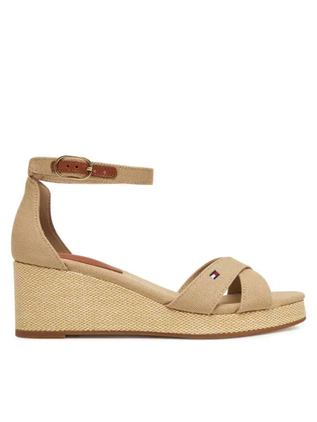 Tommy Hilfiger Espadrilky Flag Criss-Cros Mid Wedge Espad béžová