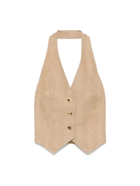Lniana kamizelka Max Mara beżowa