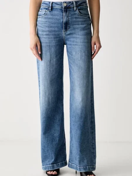 Guess blugi wide leg pentru femei BELLAGIO albastru