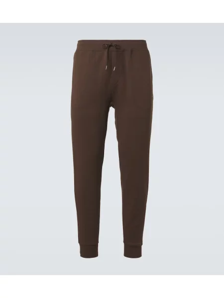 Joggery Ralph Lauren z dżerseju brązowe