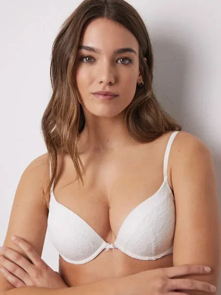 Сутиен women'secret от дантела с изчистен дизайн бяло