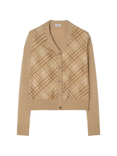 Cardigan Burberry de lână în carouri
