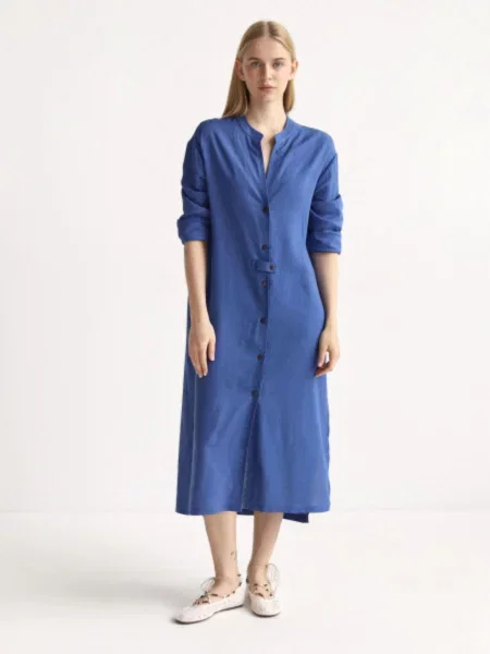 Сукня міді Lilove темно-синій льон/бавовна синя