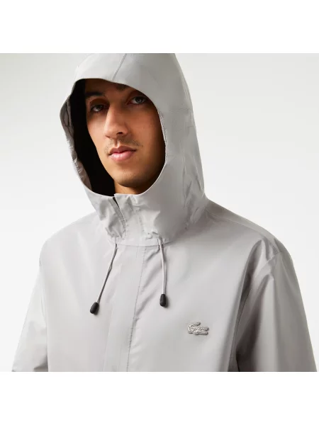 Lacoste Wodoodporna Krótka Kurtka Sportowa Lacoste szara