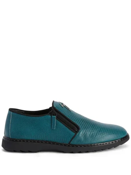 Pantofi loafer Giuseppe Zanotti din piele cu model piele de șarpe albastru