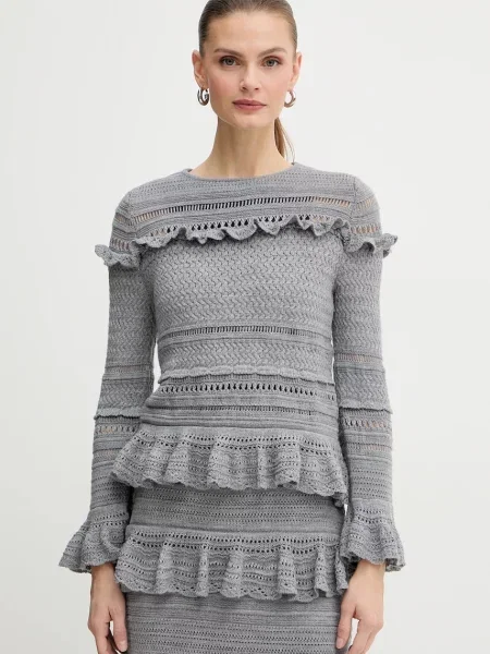 Luisa Spagnoli pulover de lână light gri