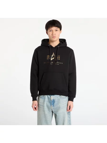 Sweatshirt Alpha Industries Basic Hoodie BL Effect Print Black XL črna