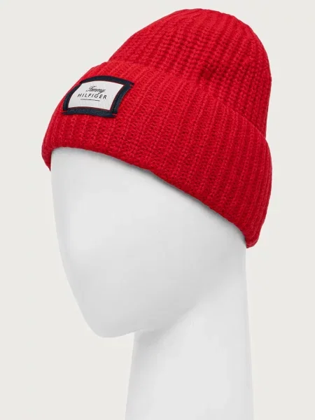 Tommy Hilfiger czapka beanie wełniana czerwona