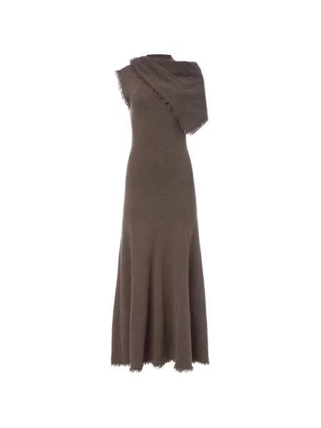 Rochie Monse cu franjuri fără mâneci maro