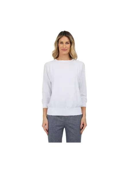 Sweter Alpha Studio z okrągłym dekoltem biały