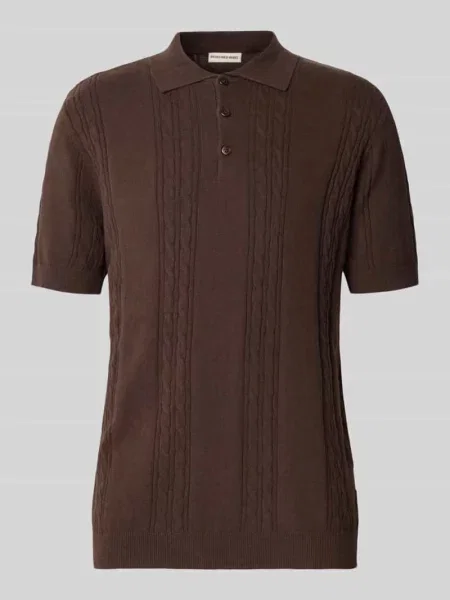 Koszulka polo z dzianiny o kroju slim fit ze ściegiem warkoczowym model „Miller” Redefined Rebel