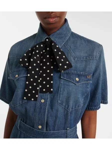 Cu centură rochie din denim Valentino albastru