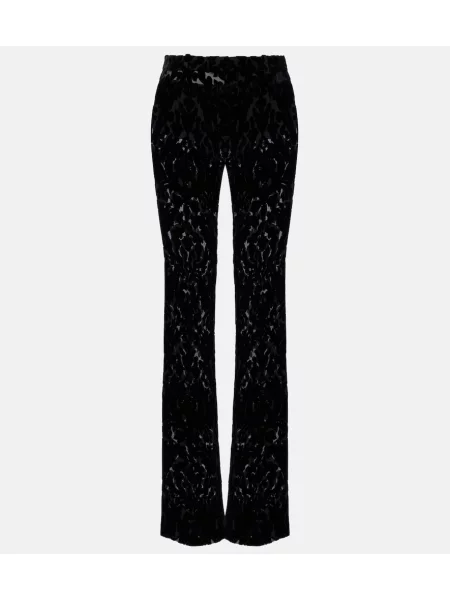 Pantaloni Gucci din velur cu model floral negru