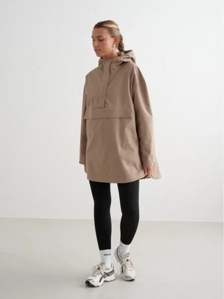Anorak wodoodporny oversize'owy z półzamkiem espresso beżowa