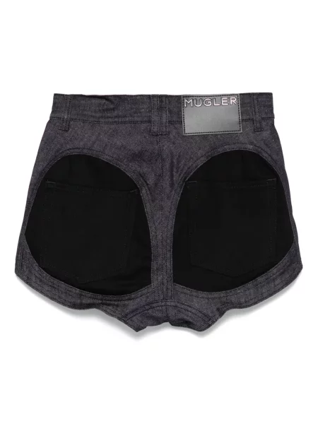 Pantaloni scurți din denim Mugler negru