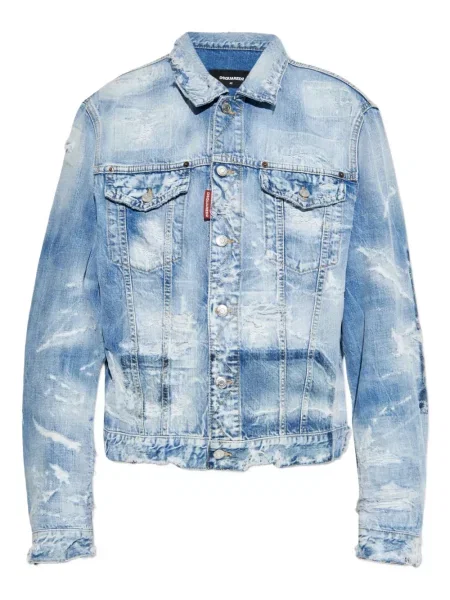Geacă de blugi Dsquared2 zdrențuiți albastru