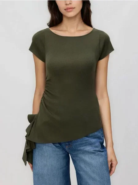 Reserved Блузка асиметрична коричневувато-зелений зелена