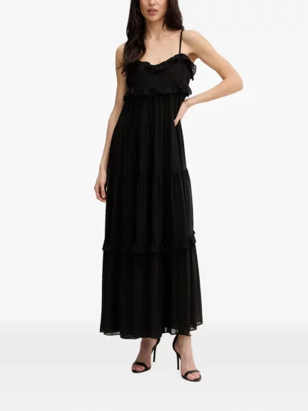 Cu centură rochie Michael Kors Collection din piele cu cataramă negru